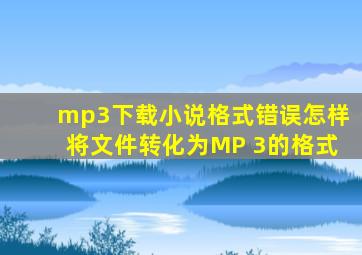 mp3下载小说格式错误怎样将文件转化为MP 3的格式